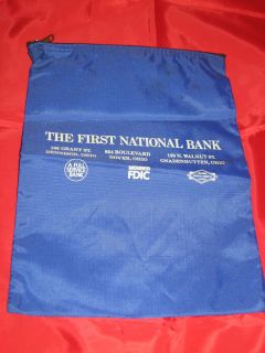 First National Bank Blue Zippered Bank Deposit Bag