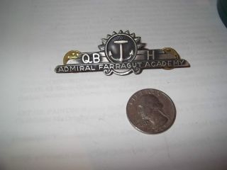Admiral Farragut Academy QB H Pin Meyer Metal Lapel Vtg Military Navy