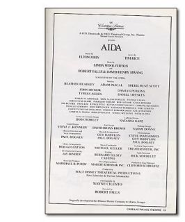 Disneys Aida Pre Broadway Playbill Chicago Adam Pascal Heather