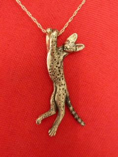 Serval Cat Pendant 14kt Gold Fazios Exclusive Exotic Necklace
