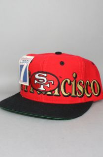 Vintage Deadstock San Francisco 49ers Snapback HatLogo TextRedBlack