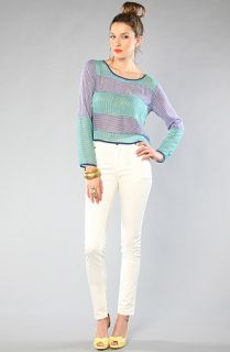 Lucca Couture The Clementine Top in Seafoam and White