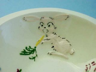 Vtg 1950 Baby Child Bowl Dish Plate Feeding Porcelain Rabbit Bunny HP