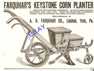 1894 Farquhar Keystone Corn Planter Ad Walking York PA