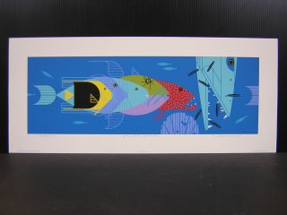 Charley Harper Piscine Queues Fish Ed Print Signed