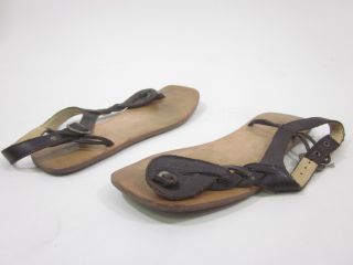 Faryl Robin Brown Leather Flat Thongs Sandals Size 7 5