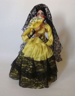 Vintage Spain Flamenco Dancer Yellow Dress Doll
