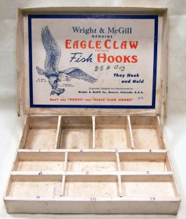 1930s Wright MC Gill Eagle Claw Fish Hooks Box