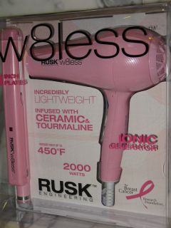 Rusk W8LESS 1 inch Flat Iron and Hair Dryer Set New Model IREPPNKW8LS