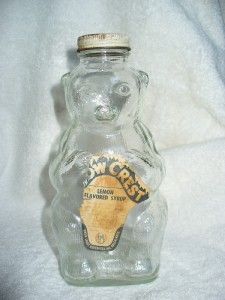  Crest Bear Bank Label Lemon Flavored Syrup Salem Mass Bottle