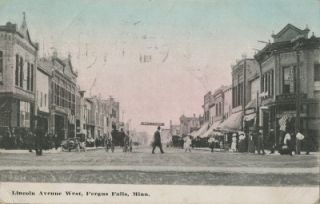 1911 Postcard Lincoln Ave Fergus Falls MN Otter Tail Co