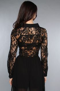 Finders Keepers The Hold Me Long Sleeve Lace Shirt in Black