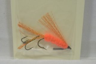 Custom Angler Fluorescent Orange Hand Tied Kokanee Fly Fishing Flies