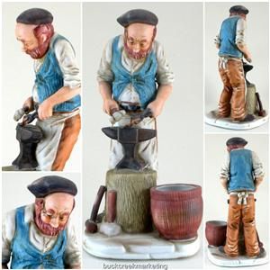 Flambro Blacksmith Ferrier Shoe Repair Old Man Figurine Bisque