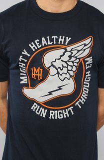 Mighty Healthy The Run Tee in Navy Concrete
