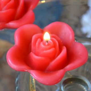 12 Guava Floating Rose Wedding Candles for Table Centerpiece Reception