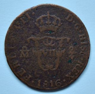 1816 Mexico 2 4 Senal 1 4 Real Ferdinand VII Copper Coin