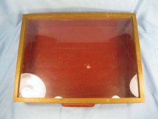  Gold Painted Wooden Display Case Glass Lid Flea Market as Is O