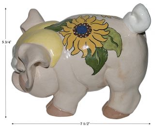 Kay Finch Large H Painted Sunflower Grumpy Pig Figure