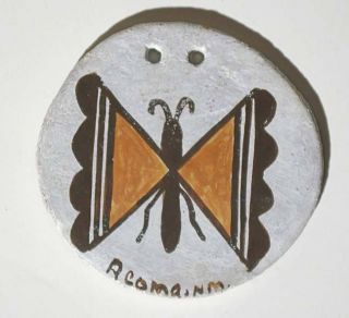 Acoma 2 Sided Pendant Fine Line and Butterfly