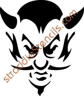 Devil Face Airbrush Temporary Glitter Tattoo Stencil