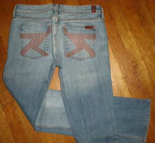 SEVEN 7 FOR ALL MANKIND FLYNT BOOTCUT JEANS DISTRESSED DENIM LOW RISE