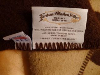 Faribault Blanket Bucking Bronco   Rodeo   Horse   Wool   Brown & Tan