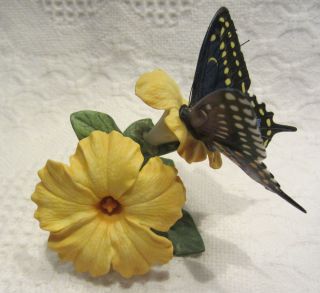 LENOX Butterfly Figurine Fine Porcelain 1990 Black Swallowtail