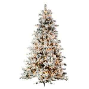 artificial flocked northern spruce medium pre lit 9 ft christmas tree