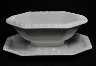 ROSENTHAL MARIA All White Gravy Boat with Attached Underplate