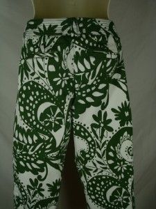 Size 2 J Crew Green Floral City Fit Ankle Pants Hawaiian Trousers XS