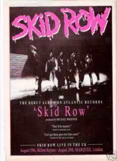 Skid Row First Album UK Tour Dates RARE Magazine Advert