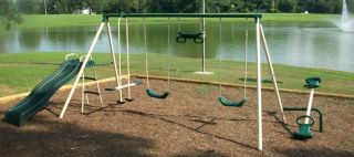 flexible flyer backyard fun swing set slide see saw new eight play