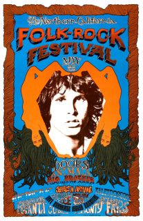1968 The Doors Folk Rock Concert Poster Jim Morrison