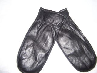 Black Leather Mittens Thermolite Lined with Fingers