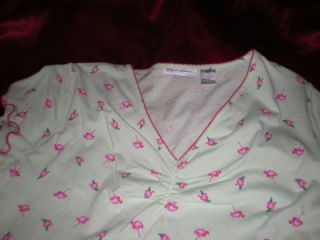 Pink on Cool Mint Green Pink Flamingos Pink Pajama Night Gown 1x 2X