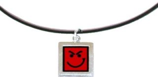 18 inch Sterling Silver & Leather Have A Nice Day Necklace