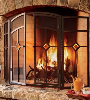 mission inspired trifold fireplace screen dimensions 50 w x 32 h