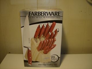 Farberware Forged Fine Edge Cutlery 15 Piece Block & Knife Set RED