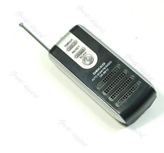 Mini Portable Auto Scan FM Radio Receiver Belt Clip with Flashlight