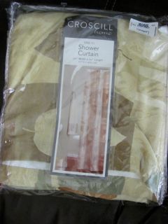  HOME Brown Green Floral Suede like LUXURIOUS Shower Bath Curtain