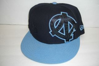 NEW ERA HAT CAP FITTED 7 1/8 NCAA CAROLINA TAR HEELS NAVY BLUE *STAIN
