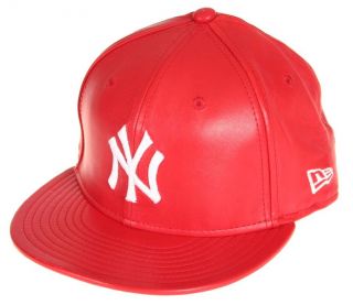 New Era Cap 59Fifty Fitted Hat NY Yankees Red Leather