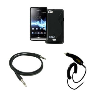 For Sony Xperia Miro ST23I Black Durable TPU Skin Case Cover Charger