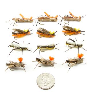 Foam Body Grasshopper Trout Flies Assortment 12 Flies 4 Patterns