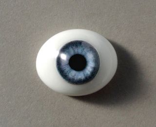 Oval Glass Natural Flat Back Doll Eyes Blue 18mm