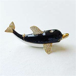 Yin Yen Dolphin Box Jewelry Keepsake Crystal Gift