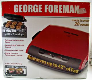 New George Foreman GPR95R 100 Inch Removable Plate Grill For 6