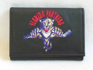 Florida Panthers Embroidered Leather Trifold Wallet New