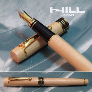 Beautiful RARE Hill Duofold Natural Wood Fountain Pen Made in Japan